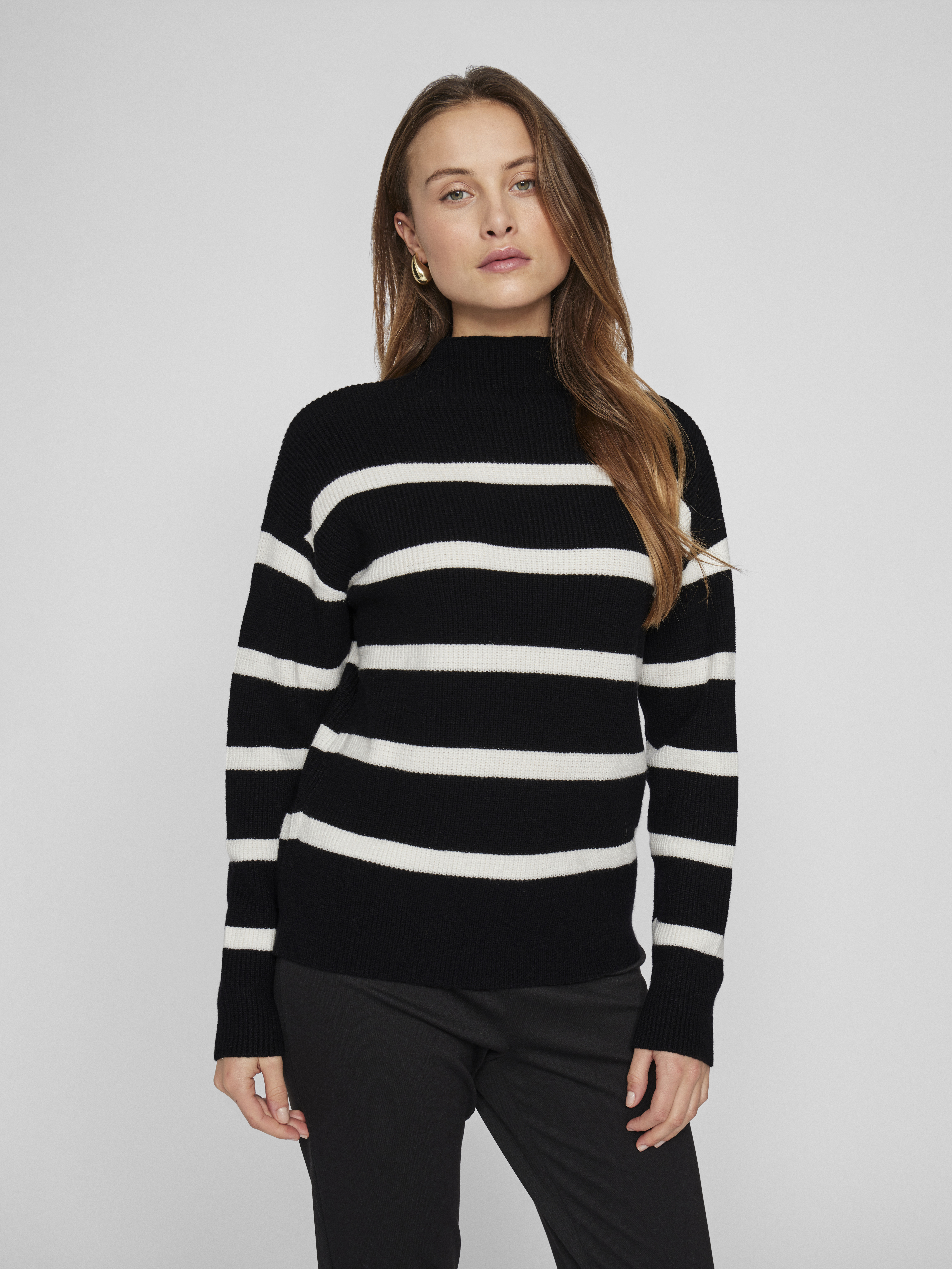 VIRIL MOCK NECK L/S  KNIT RIB TOP 2-NOOS