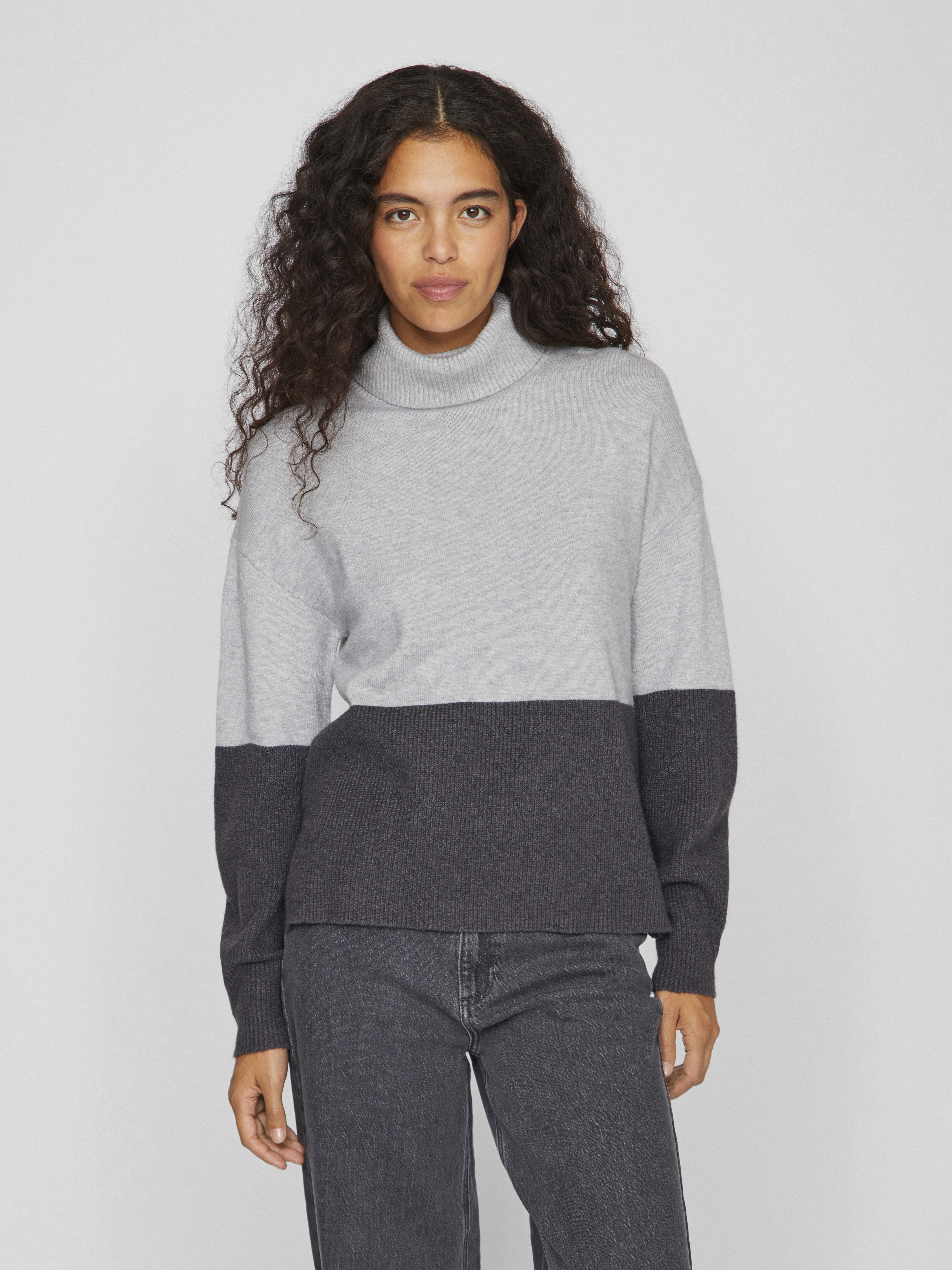 VIRIL BLOCKING ROLL-NK L/S KNIT TOP-NOOS