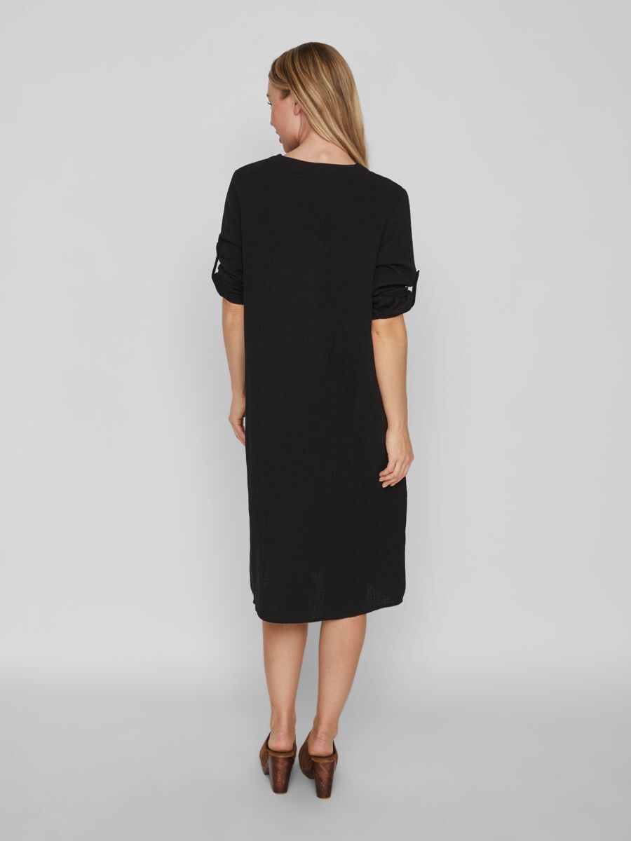 VILANIA NEW V-NECK L/S MIDI SHIRT DRESS