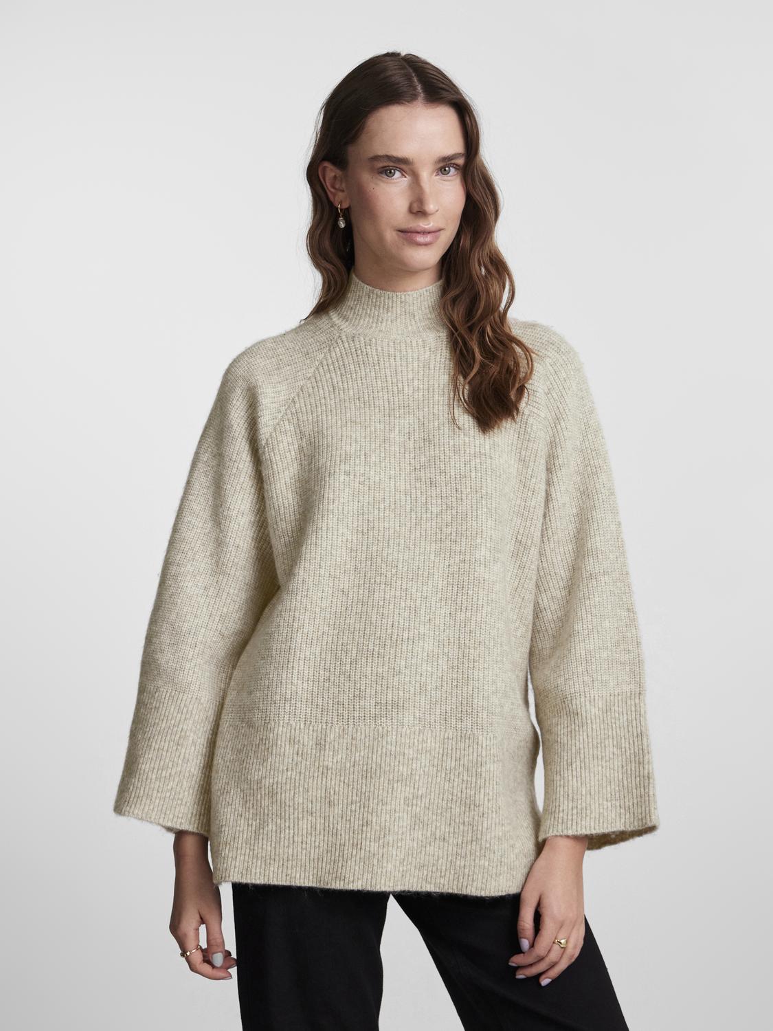 PCJADE LS OVERSIZE HIGH NECK KNIT BC