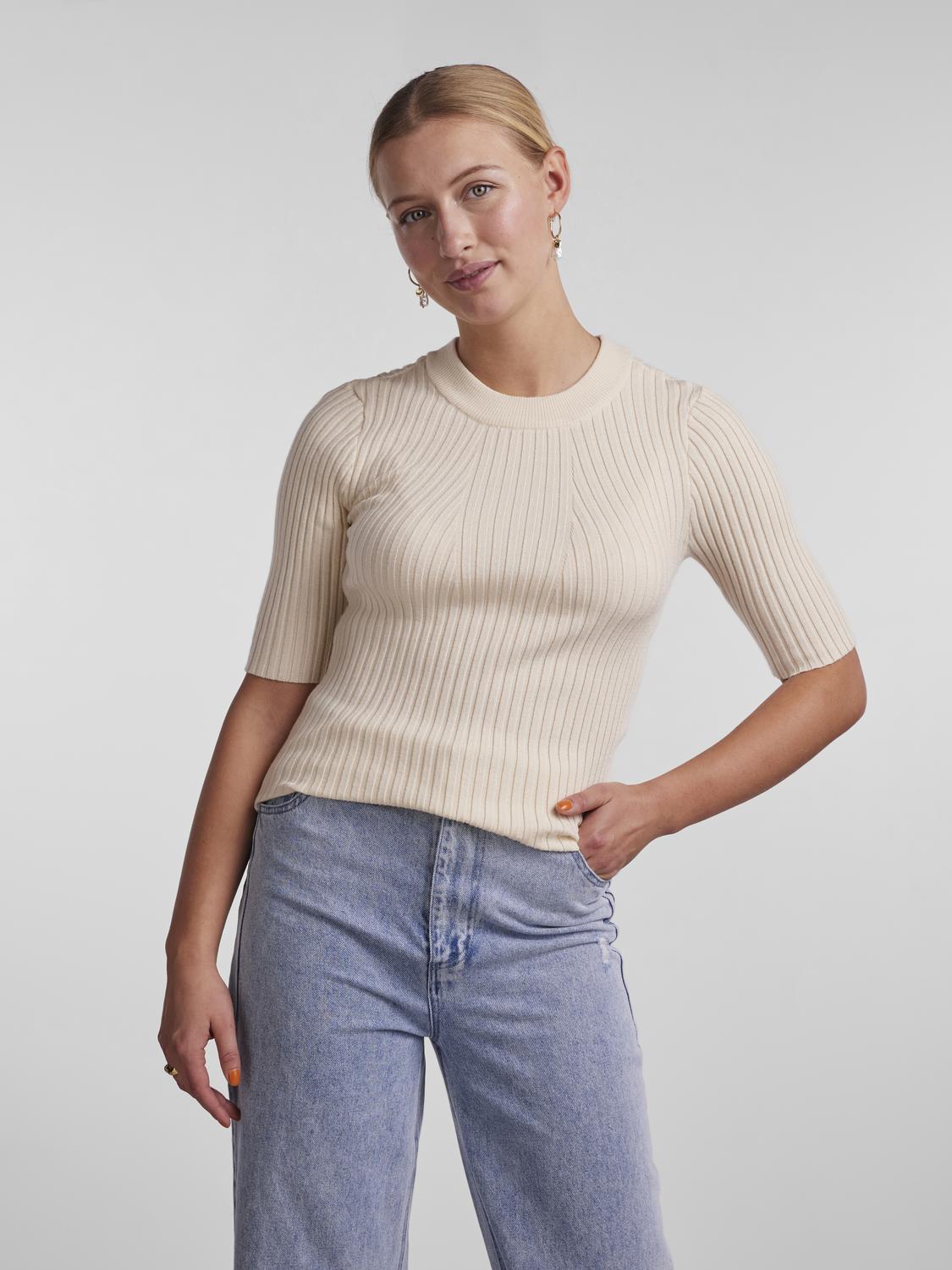 PCCRISTA 2/4  O-NECK  KNIT NOOS BC