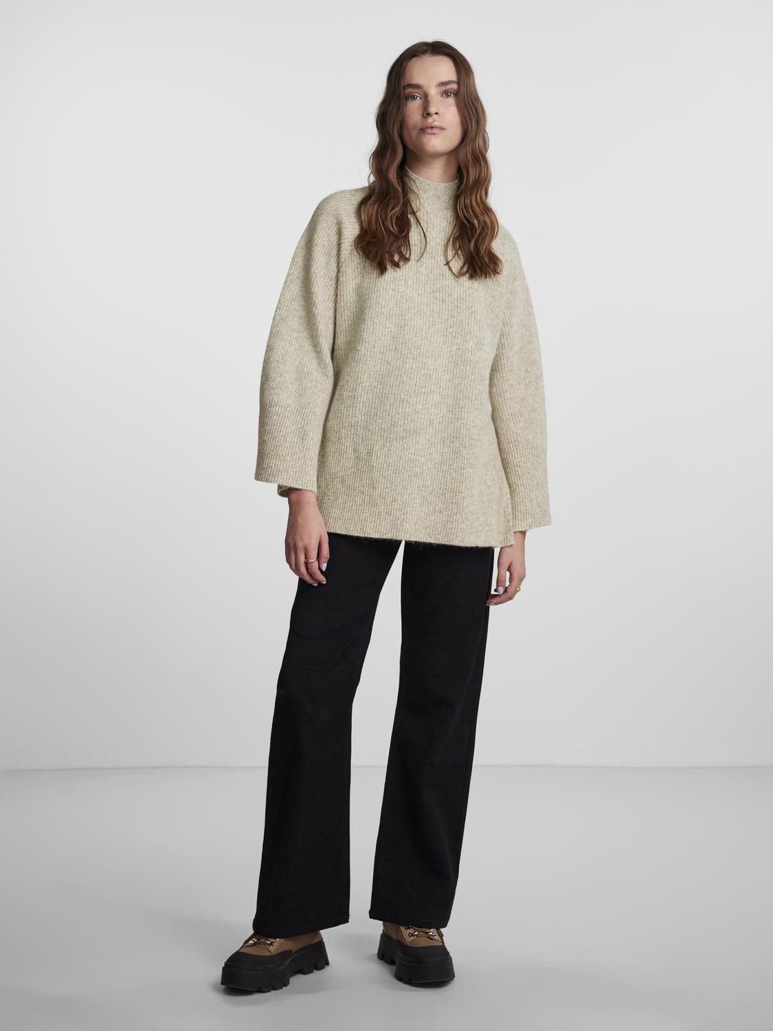 PCJADE LS OVERSIZE HIGH NECK KNIT BC